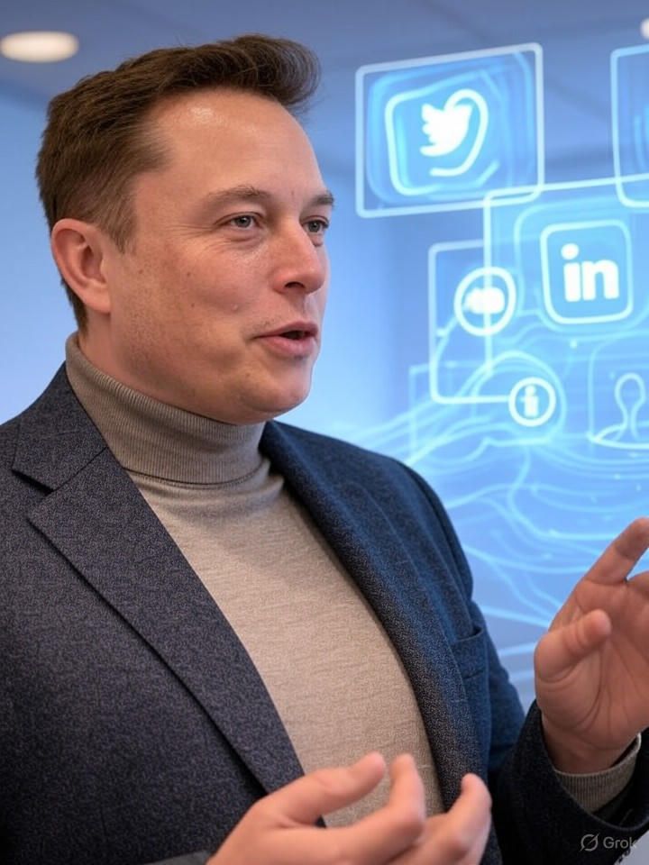 Elon Musk at xAI event discussing integration with X platform