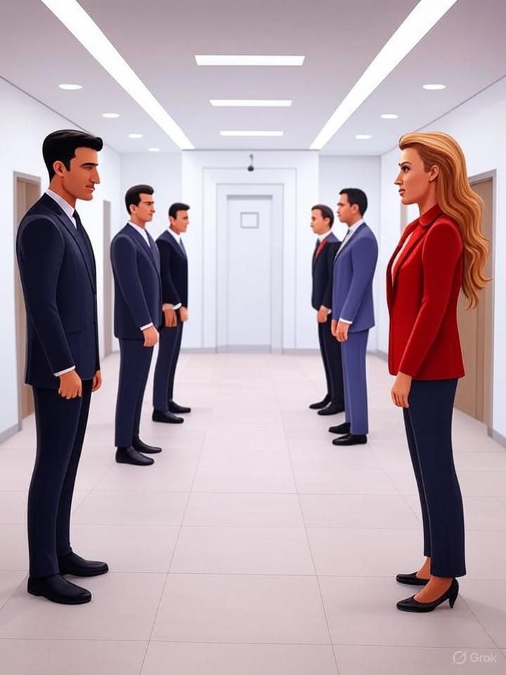 Abstract illustration of two opposing teams in courtrooms representing Baldoni and Lively