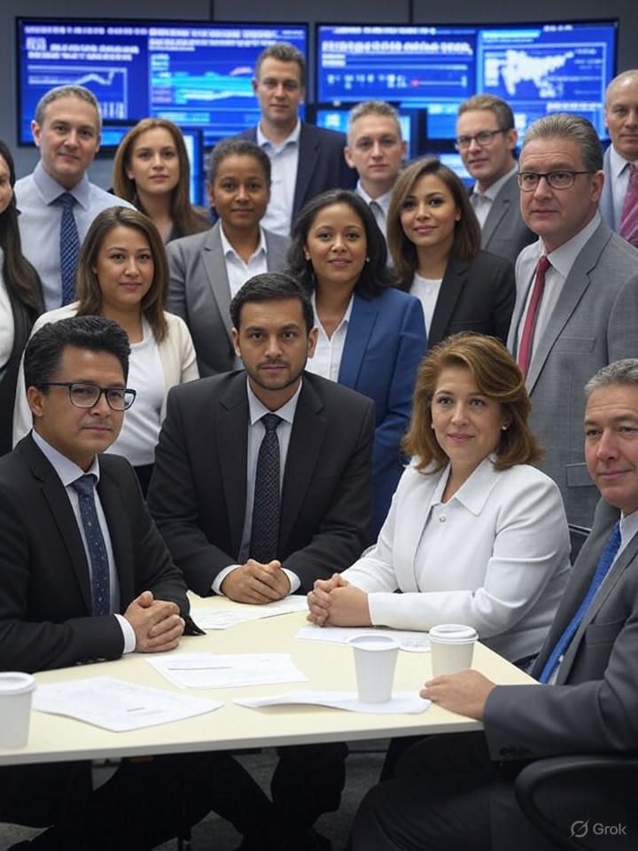 A newsroom scene where journalists analyze breaking news about U.S.-Canada trade talks suspension due to digital services tax policies.